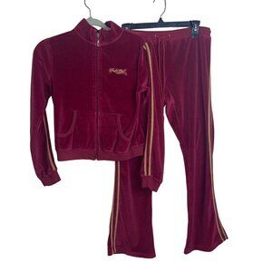 Hale Bob Vintage 90s Womens Track Suit Size M Red Y2k Logo Velour Crop Full Zip